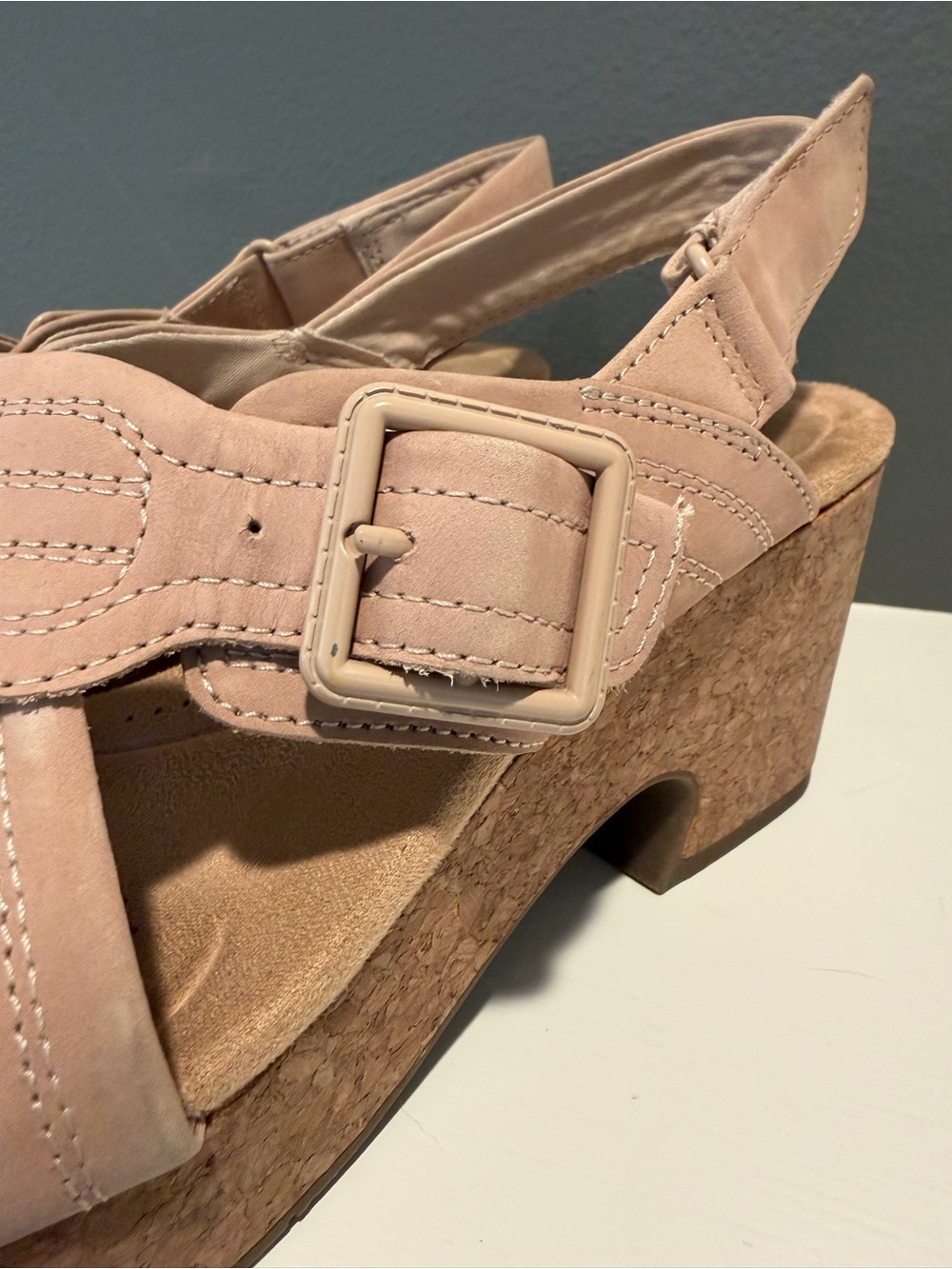 Clark’s Nerisa West Sand Nubuck Platform Slingback Sandals Size 9 - Picture 10 of 12
